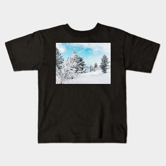 Frozen White Winter Landscape in Rondane National Park (Norway) Kids T-Shirt by visualspectrum